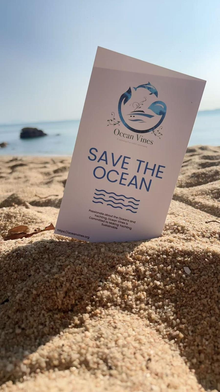 OceanVines leaflet with beach background