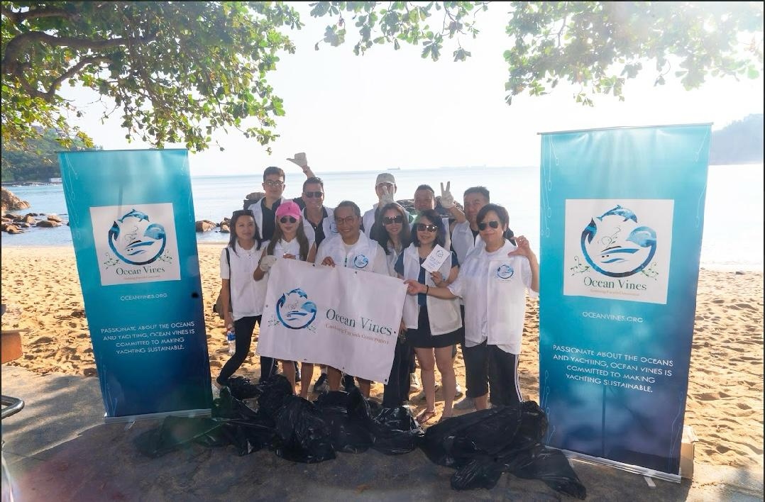 OceanVines volunteers gathered after a beach cleanup event
