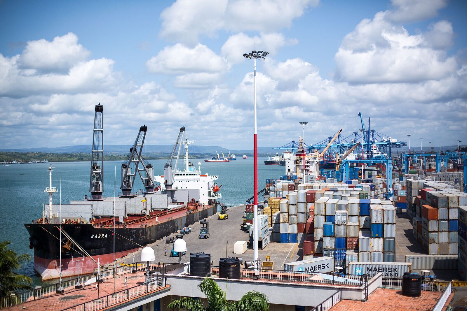 Aerial view of the Port of Mombasa on Kenya's Indian Ocean coast, host city of the 11th Our Ocean Conference