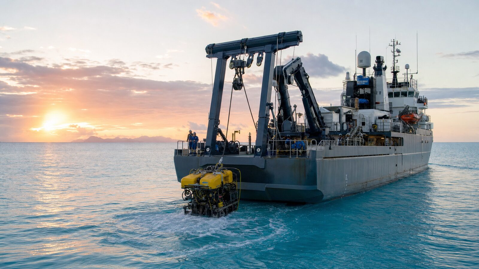 NOAA's Okeanos Explorer deploys a deep-sea ROV in the tropical Pacific